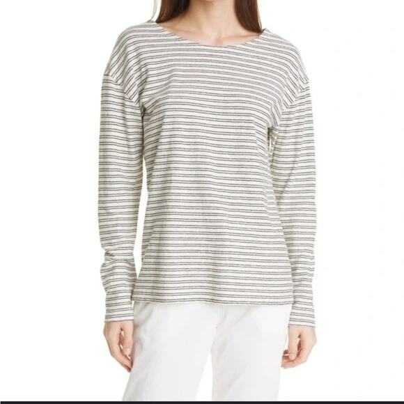 Nili Lotan Black and Striped Long Sleeve Shirt Retails $255 - Picture 1 of 6